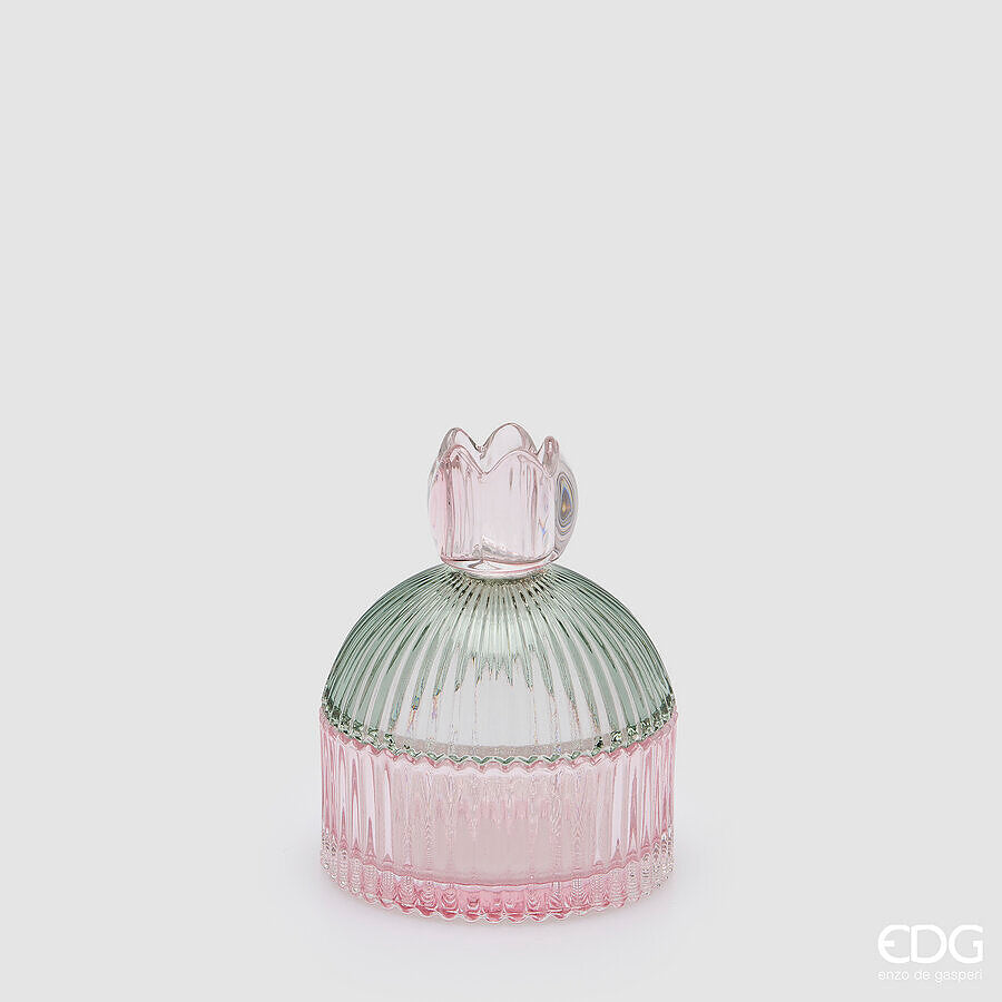 EDG Enzo De Gasperi Decorative Container with Stripes Green Pink H14 Ø10.5 cm – Christmas Decoration