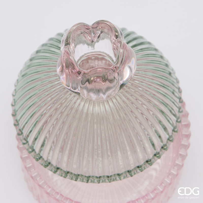 EDG Enzo De Gasperi Decorative Container with Stripes Green Pink H14 Ø10.5 cm – Christmas Decoration