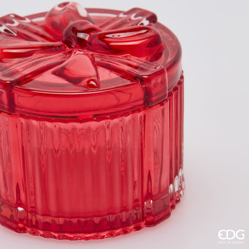 EDG Enzo De Gasperi Contenitore Decorativo Pacco Regalo Rotondo H6 Ø8 cm Rosso – Decorazione Natalizia