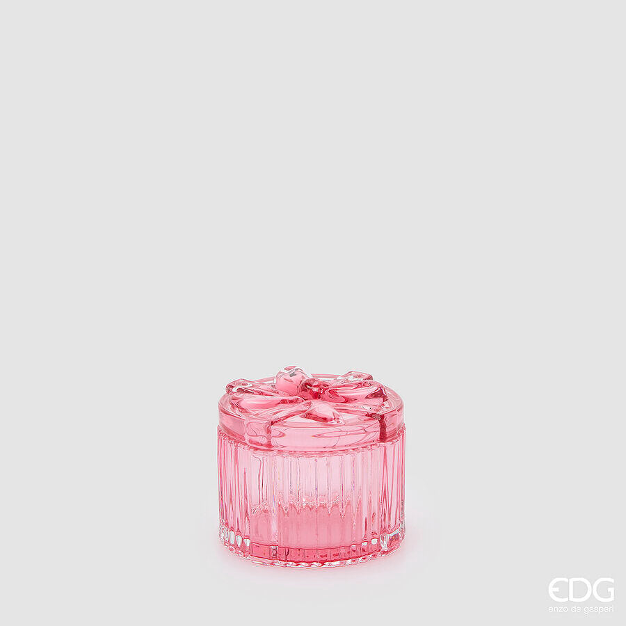 EDG Enzo De Gasperi Contenitore Decorativo Pacco Regalo Rotondo Pink H6 Ø8 cm – Decorazione di Natale