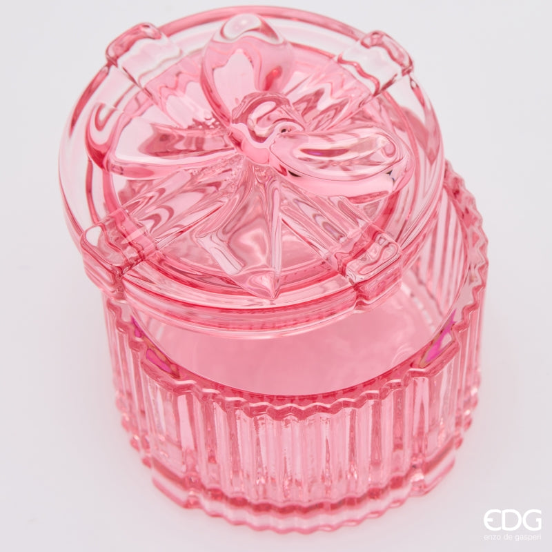 EDG Enzo De Gasperi Contenitore Decorativo Pacco Regalo Rotondo Pink H6 Ø8 cm – Decorazione di Natale