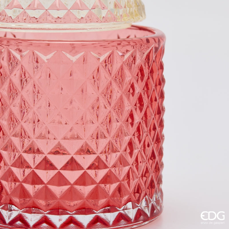 EDG Enzo De Gasperi Contenitore Decorativo Rotondo a Rombi H13 Ø8,5 cm Rosso – Decorazione di Natale