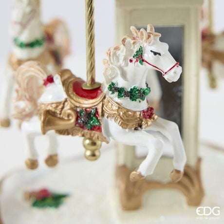 EDG Enzo De Gasperi Musical Carousel Horse H25 Ø20 cm Red – Christmas Decoration