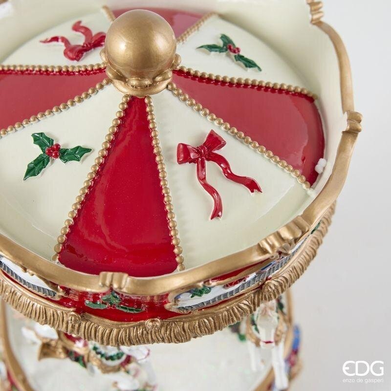 EDG Enzo De Gasperi Carillon Natalizio Cavallo Giostra H25 Ø20 cm Rosso – Decorazione di Natale