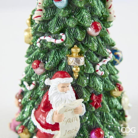 EDG Enzo De Gasperi Musical Box Santa Claus on Pine H.22 Green Red