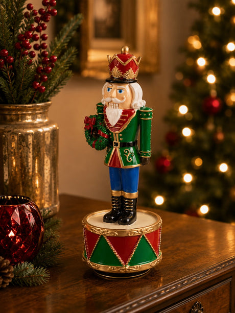 EDG Enzo De Gasperi Christmas Music Box Soldier H22 Ø8 cm Green Red – Christmas Decoration