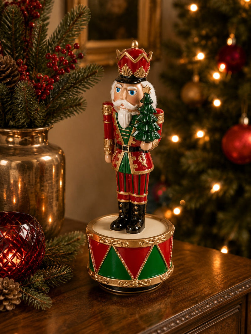 EDG Enzo De Gasperi Christmas Music Box Soldier H22 Ø8 cm Green Red – Christmas Decoration