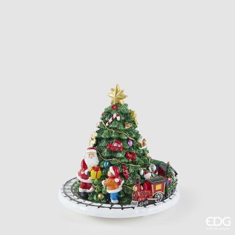 EDG Enzo De Gasperi Christmas Music Box Train with Pine H17 Ø15.5 cm Green – Christmas Decoration
