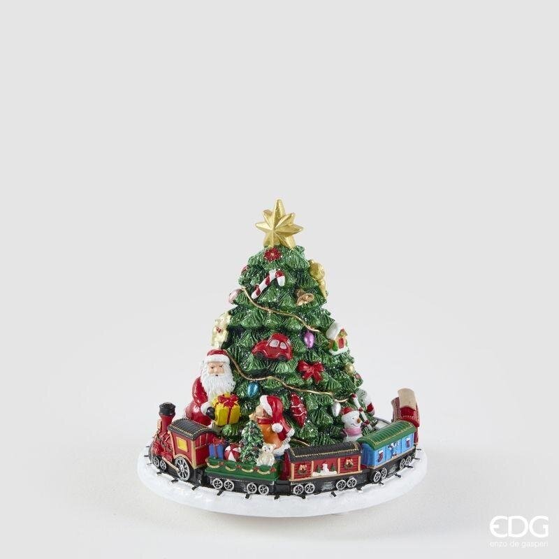 EDG Enzo De Gasperi Christmas Music Box Train with Pine H17 Ø15.5 cm Green – Christmas Decoration