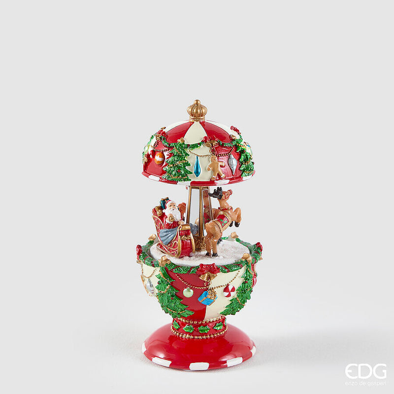 EDG Enzo De Gasperi Carillon Babbo Natale con Slitta H17 Ø8,5 cm Verde Rosso – Decorazione di Natale