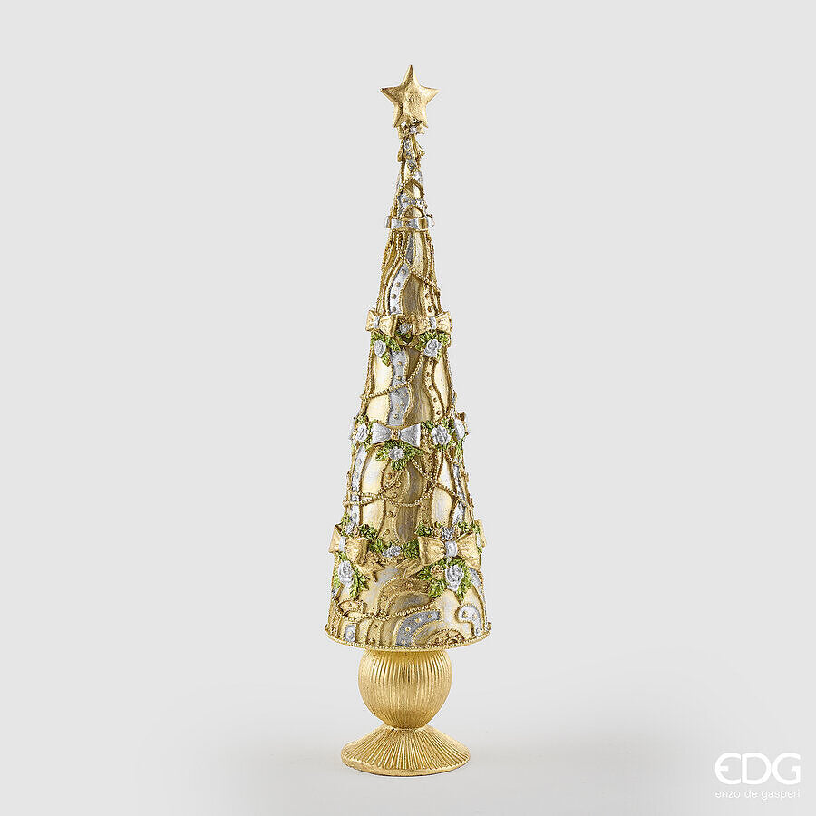 EDG Enzo De Gasperi Pino Decoglitter Silver Gold H47 Ø13 cm – Christmas Decoration