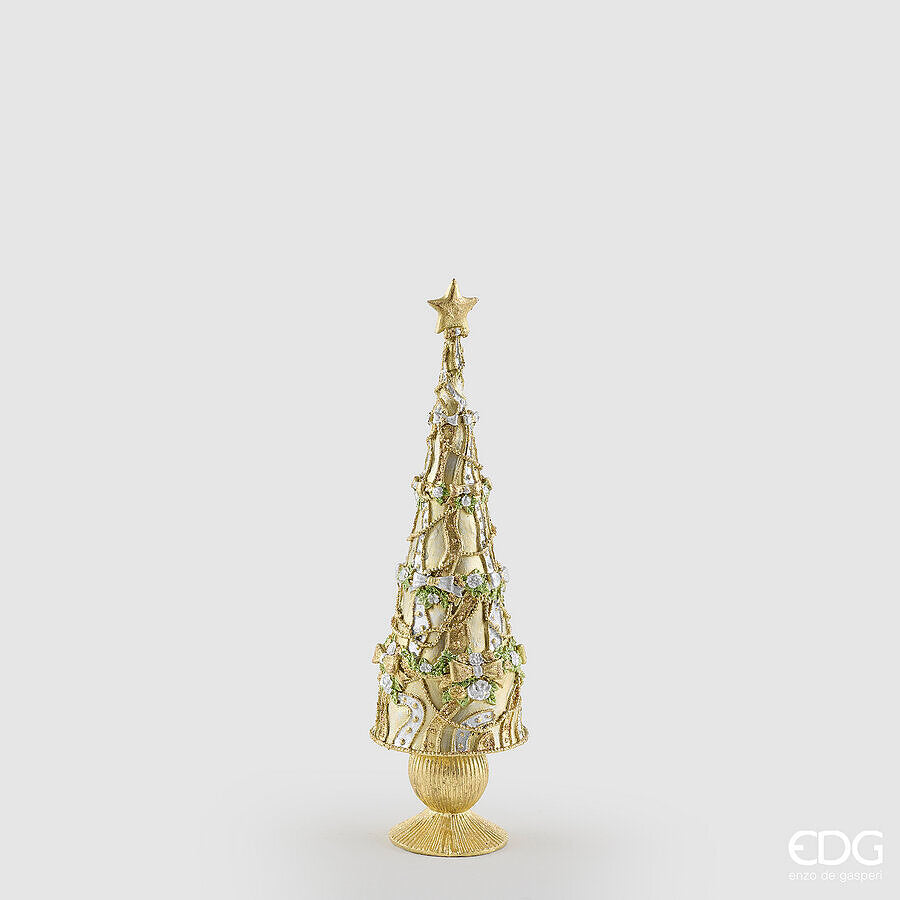 EDG Enzo De Gasperi Decoglitter Pine Silver Gold H36 Ø11 cm – Christmas Decoration