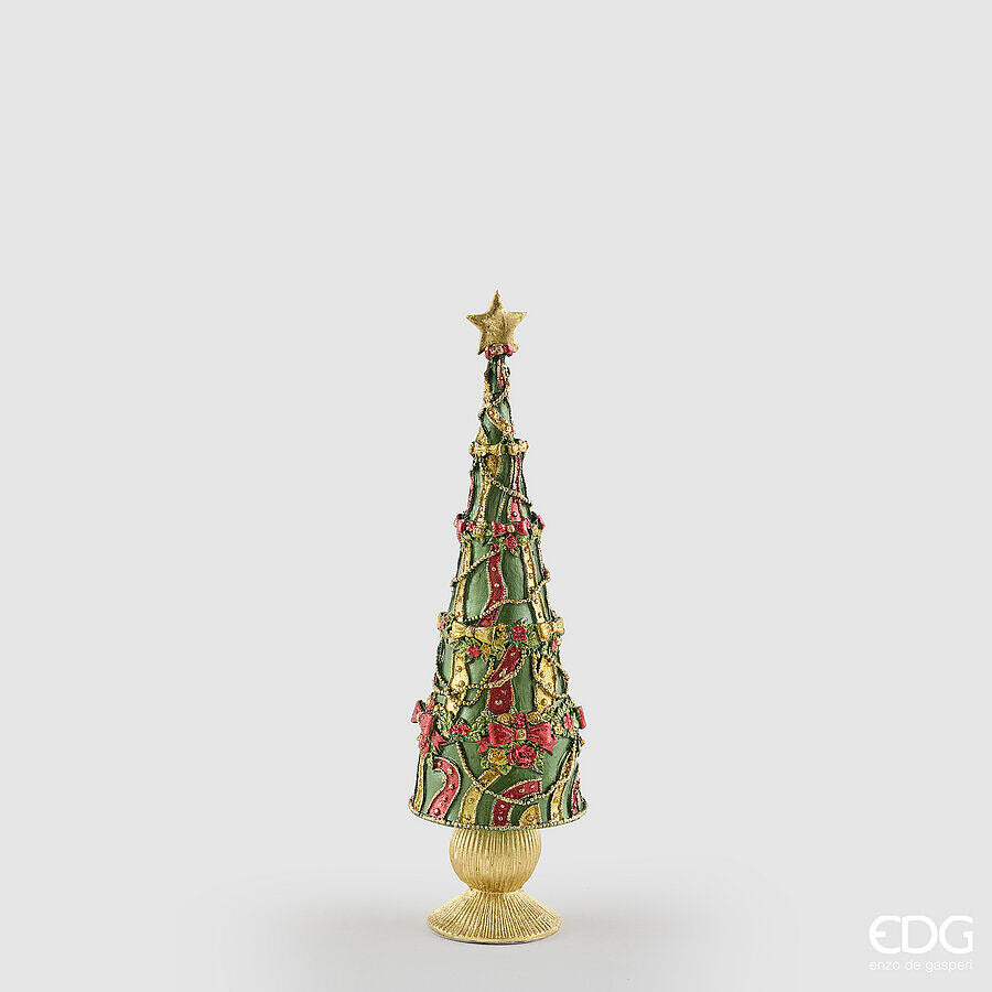 EDG Enzo De Gasperi Pino Decoglitter Green Red H36 Ø11 cm – Christmas Decoration