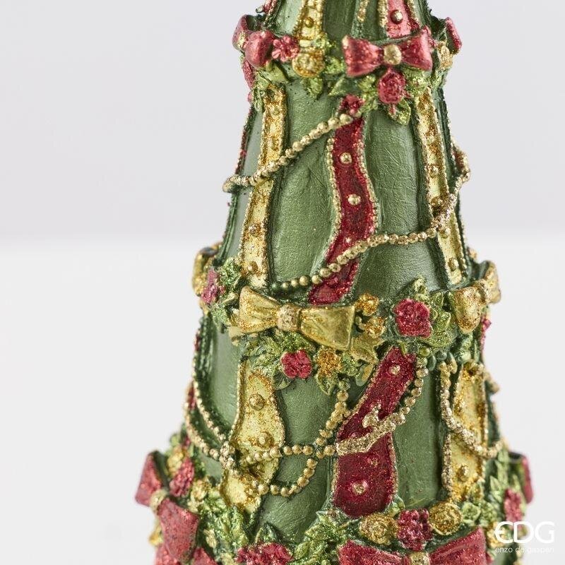 EDG Enzo De Gasperi Pino Decoglitter Green Red H36 Ø11 cm – Christmas Decoration