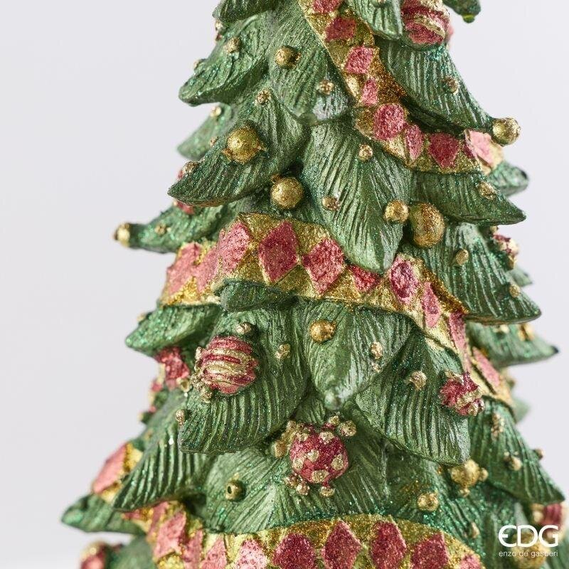 EDG Enzo De Gasperi Pino Natalizio Glitterato H43 Ø20 cm Verde Rosso – Decorazione di Natale