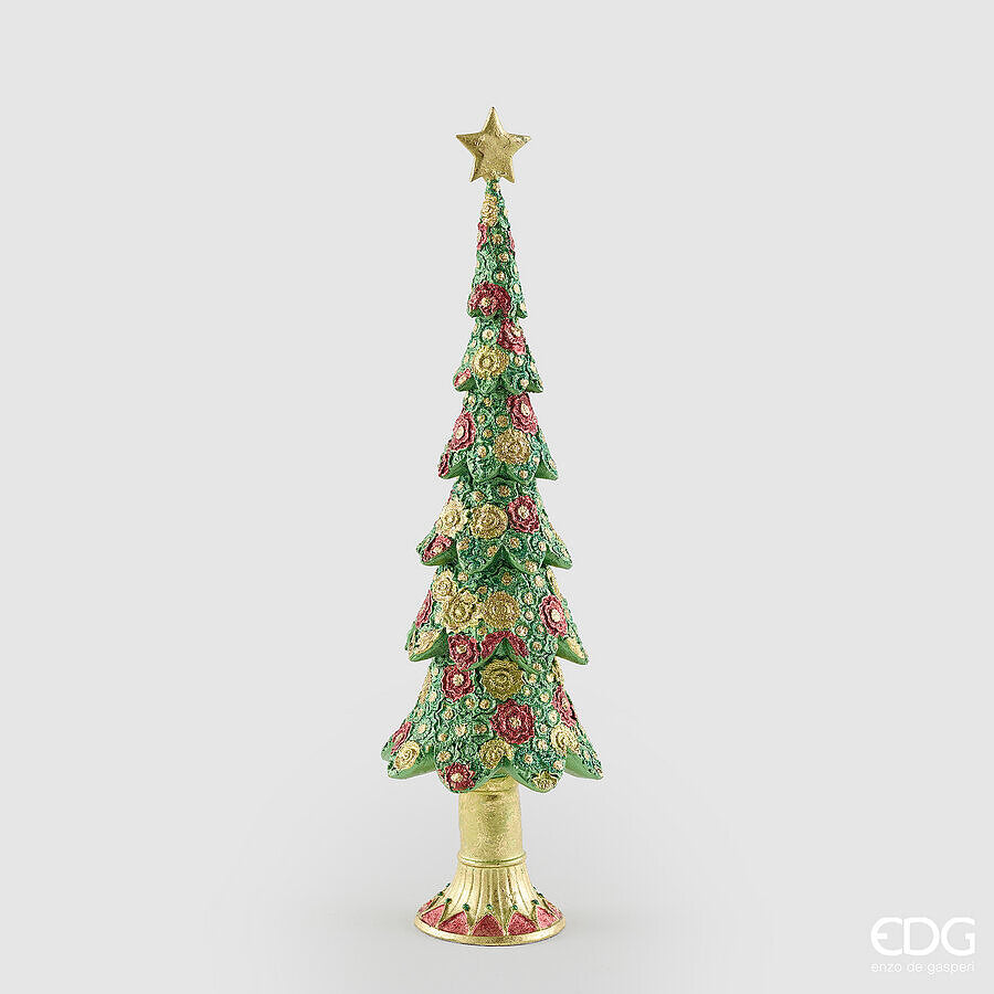 EDG Enzo De Gasperi Pino Decoglitter Green Red H47 Ø14 cm – Christmas Decoration