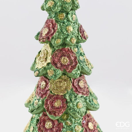 EDG Enzo De Gasperi Pino Decoglitter Green Red H47 Ø14 cm – Christmas Decoration