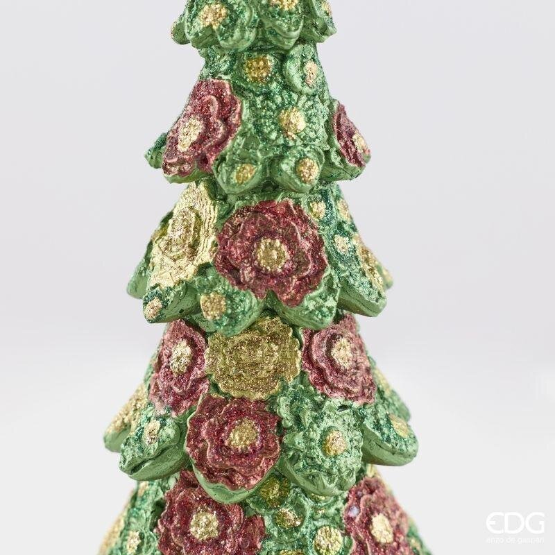 EDG Enzo De Gasperi Pino Decoglitter Green Red H47 Ø14 cm – Christmas Decoration