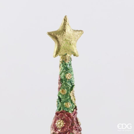 EDG Enzo De Gasperi Pino Decoglitter Green Red H36 Ø11 cm – Christmas Decoration