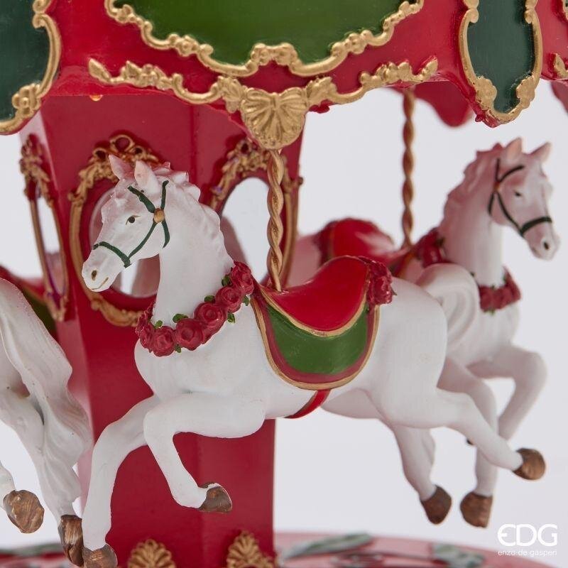 EDG Enzo De Gasperi Diorama Giostra Carosello LED H27 Ø22 cm Multicolor con Musica, Movimento e Luci – Decorazione Natalizia