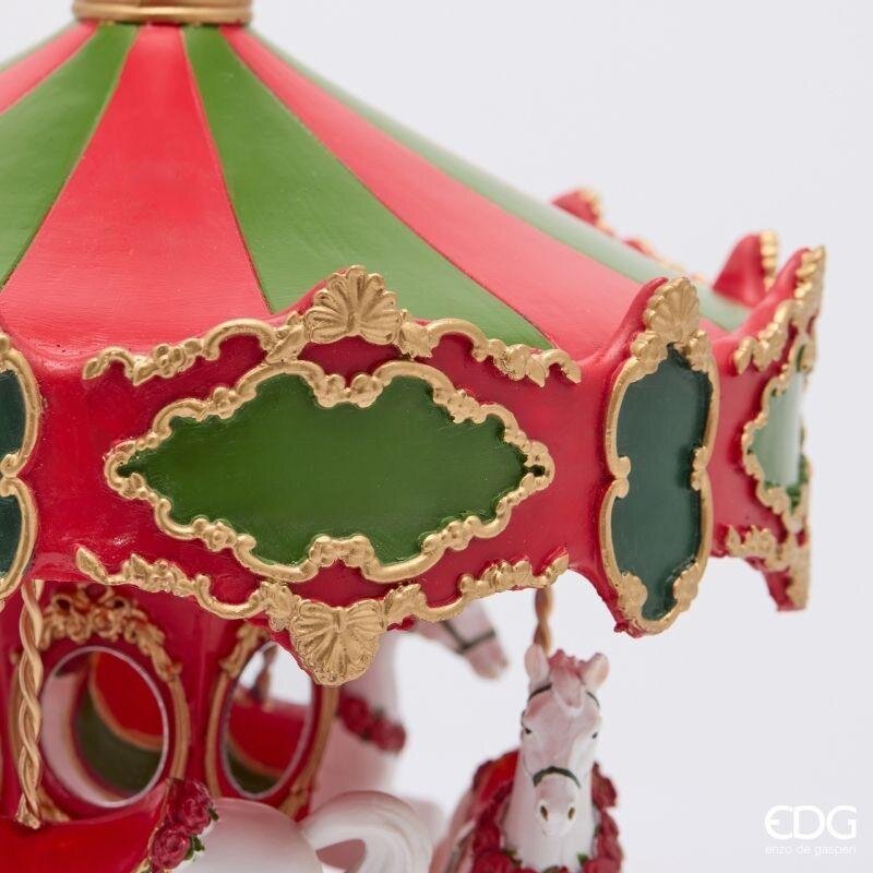 EDG Enzo De Gasperi Diorama Giostra Carosello LED H27 Ø22 cm Multicolor con Musica, Movimento e Luci – Decorazione Natalizia