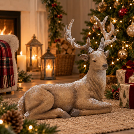 EDG Enzo De Gasperi Lying Christmas Reindeer H36x42x18 cm Brown – Christmas Decoration