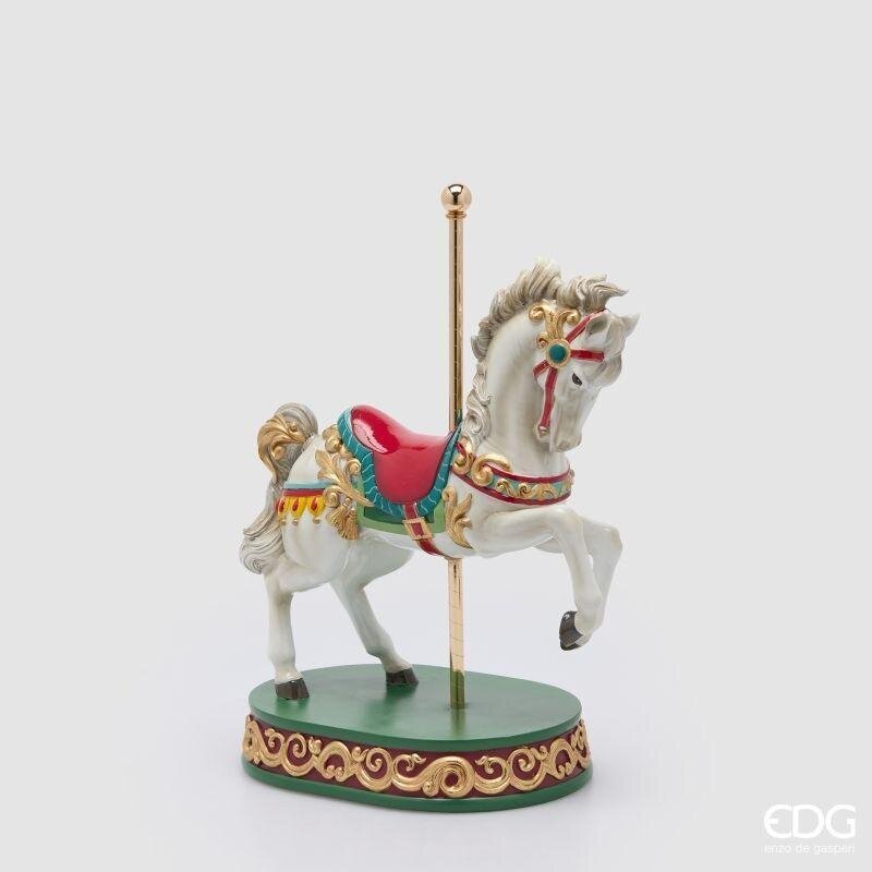 EDG Enzo De Gasperi Cavallo Giostra Natalizio H40x30x19 cm Verde Rosso – Decorazione di Natale