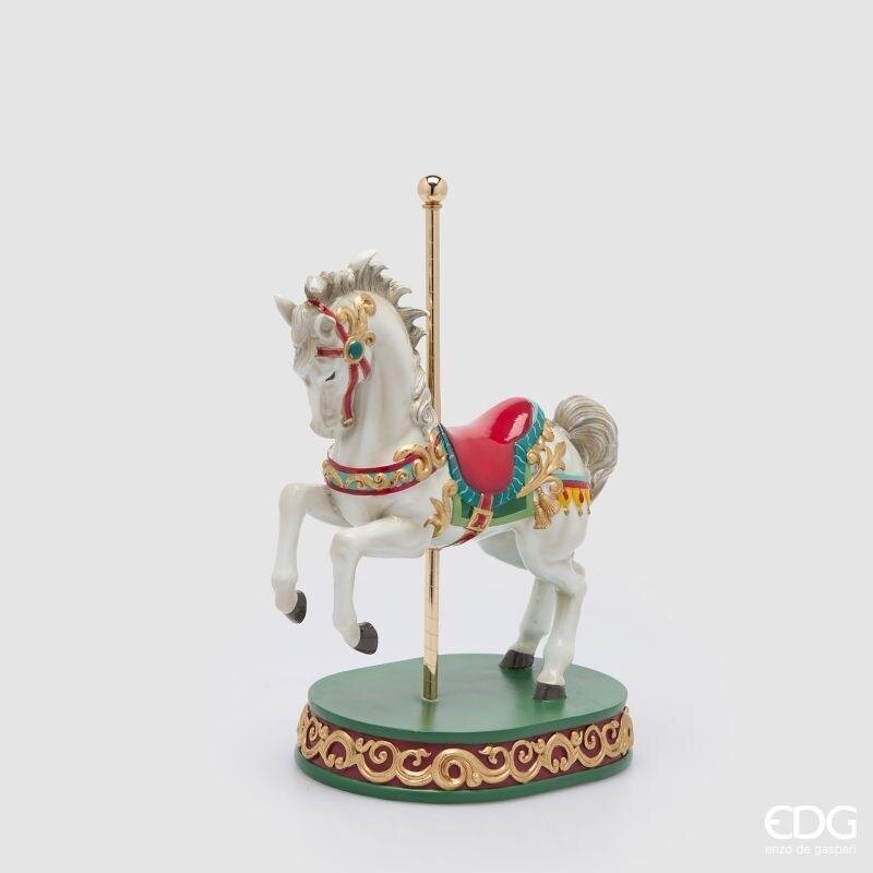 EDG Enzo De Gasperi Cavallo Giostra Natalizio H40x30x19 cm Verde Rosso – Decorazione di Natale