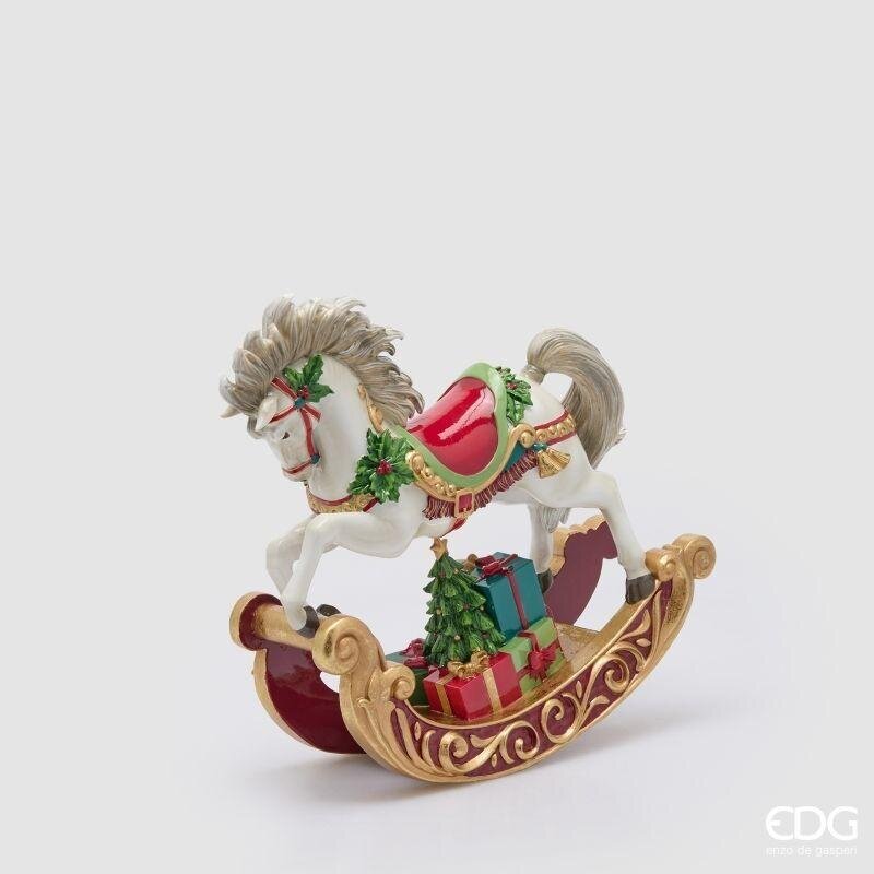 EDG Enzo De Gasperi Cavallo a Dondolo Natalizio H37x34x13 cm Verde Rosso – Decorazione di Natale