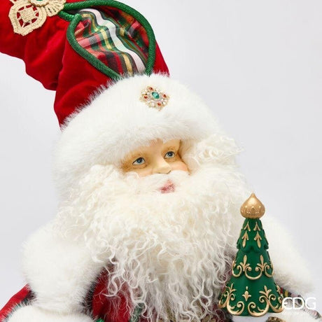 EDG Enzo De Gasperi Santa Claus with Stick H98 cm Green Red – Christmas Decoration