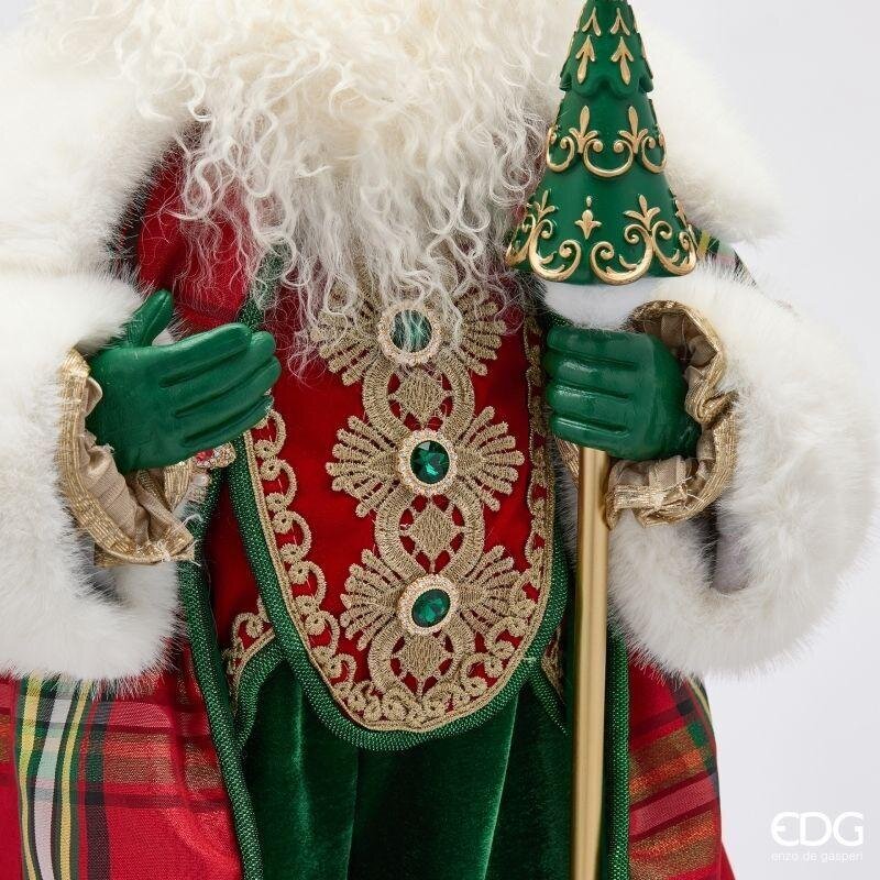EDG Enzo De Gasperi Babbo Natale con Bastone H98 cm Verde Rosso – Decorazione Natalizia