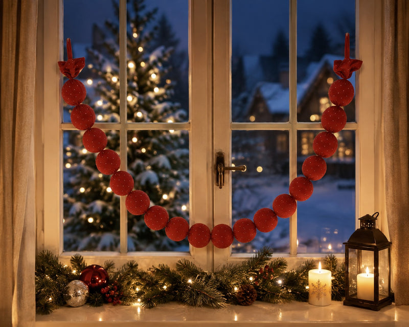 EDG Enzo De Gasperi Festone Natalizio con 20 Palle Brillanti Rosse Ø8 cm L180 cm – Decorazione di Natale
