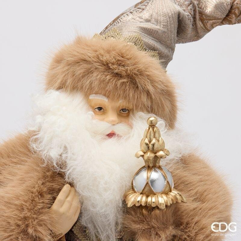 EDG Enzo De Gasperi Babbo Natale con Mantello Platino H77 cm in Poliresina – Decorazione Natalizia