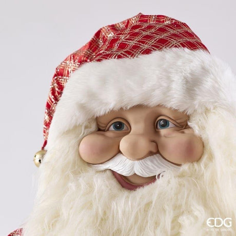 EDG Enzo De Gasperi Santa Claus Decoration White Red H183 cm with Music and Movement – Christmas Decoration
