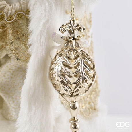 EDG Enzo De Gasperi Santa Claus Decoration White Gold H61 cm – Christmas Decoration