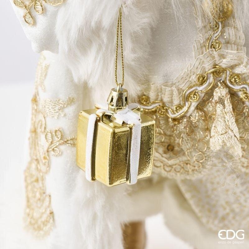 EDG Enzo De Gasperi Christmas Father Christmas Decoration White Gold H46 cm – Christmas Decoration