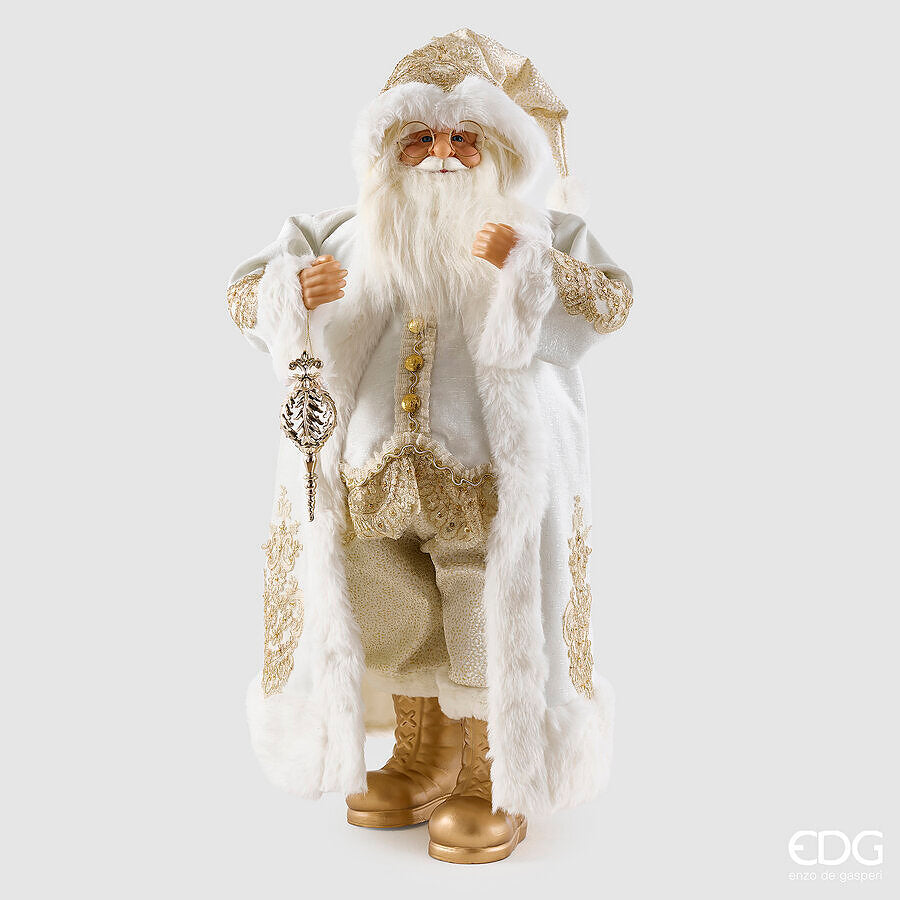 EDG Enzo De Gasperi Father Christmas Decoration White Gold H82 cm – Christmas Decoration