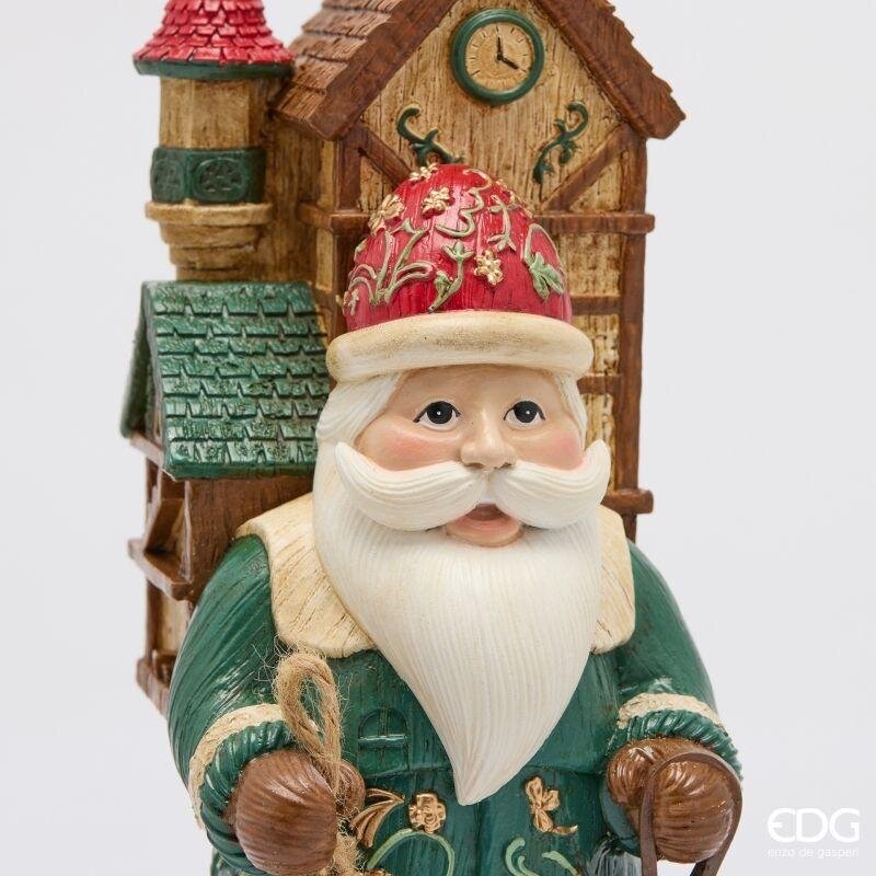 EDG Enzo De Gasperi Babbo Natale con Casetta H30x11x13 cm Multicolor – Decorazione di Natale