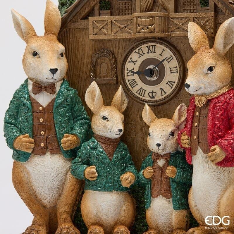 EDG Enzo De Gasperi Decoro Animali con Orologio Green Red 29x11xH31 cm – Decorazione di Natale
