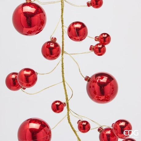 EDG Enzo De Gasperi Christmas Garland Mixed Baubles 100 Elements H180 cm Red – Christmas Decoration