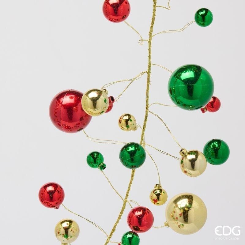 EDG Enzo De Gasperi Festone Natalizio Palle Mix 100 Elementi H180 cm Verde Rosso – Decorazione di Natale