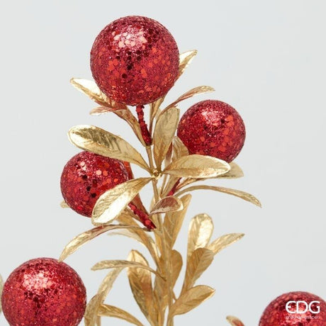 EDG Enzo De Gasperi Christmas Branch Mixed Baubles H75 cm Red Gold – Christmas Decoration 1 Pcs