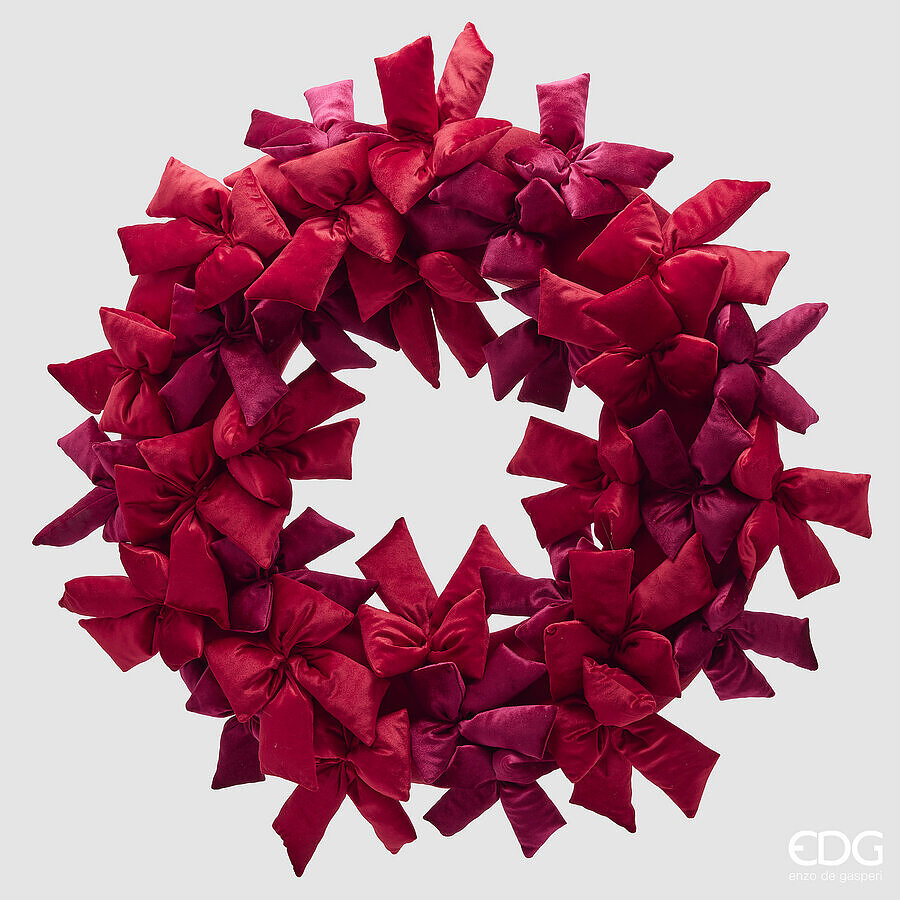 EDG Enzo De Gasperi Corona Natalizia con Fiocchi Ø80 cm Rossa – Decorazione di Natale