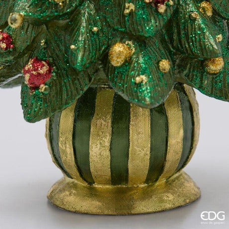 EDG Enzo De Gasperi Pine Ornament Decoglitter Green Red H33 Ø15 cm – Christmas Decoration