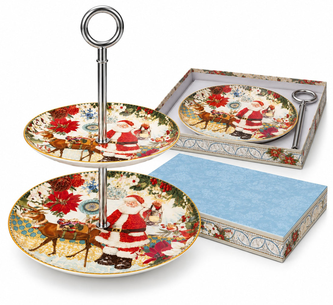 2-Tier Porcelain Cake Stand Father Christmas 27 cm