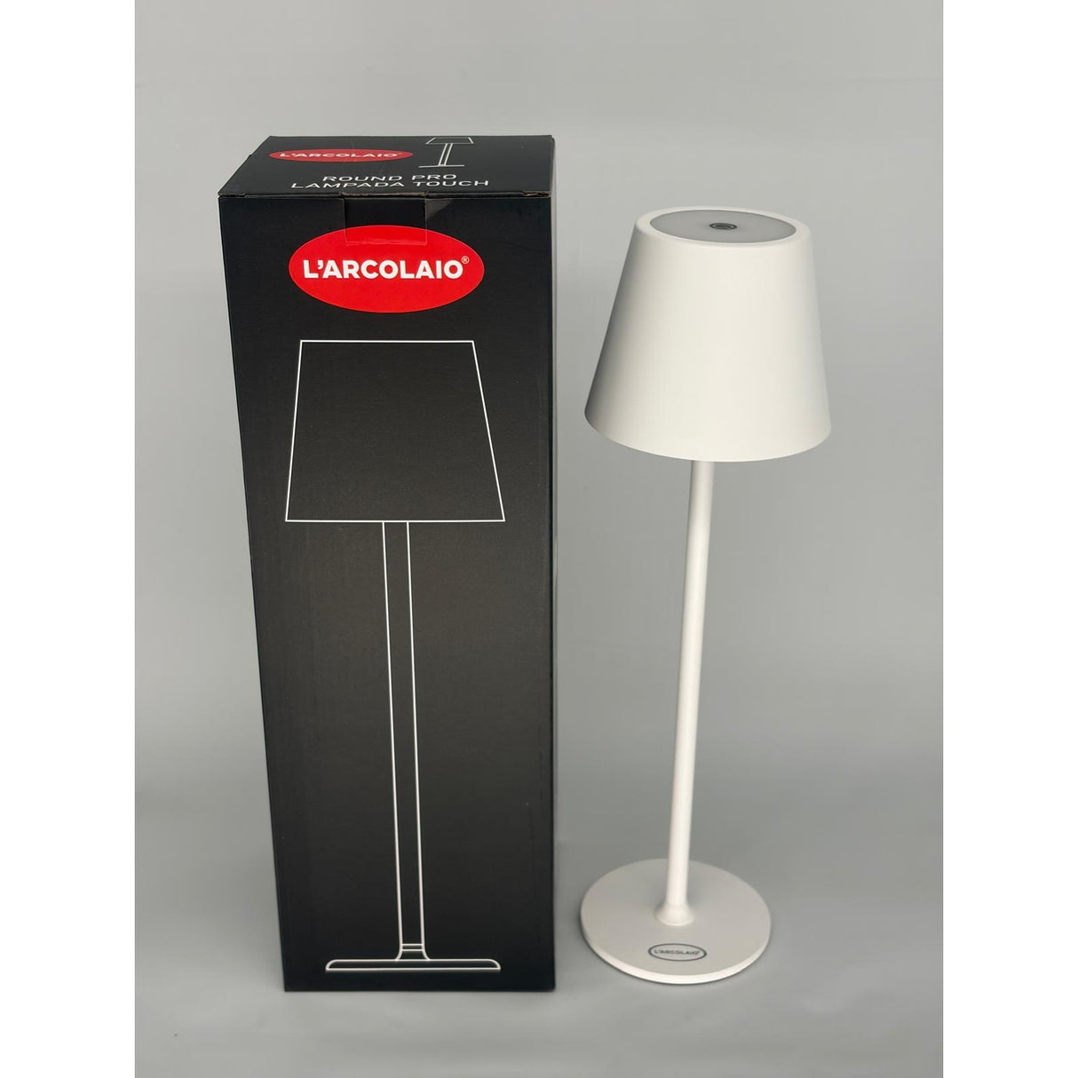 L'Arcolaio Rechargeable Touch LED Lamp H 38 Cm 10 x 10 Cm IP54 Round Pro White