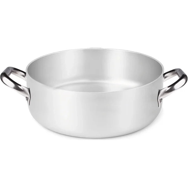 AGNELLI Low Casserole Dish Aluminium Induction Bottom 2 Handles D 32 cm