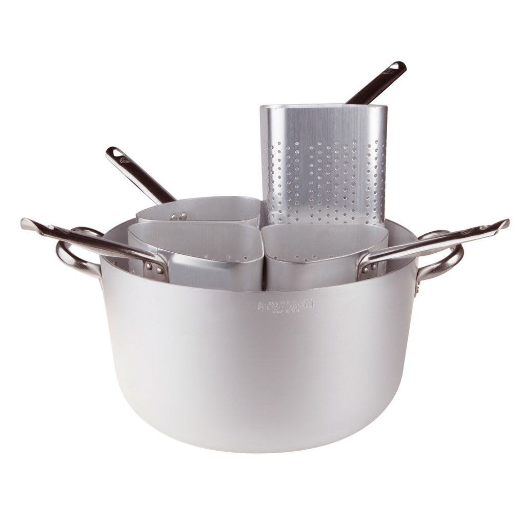 AGNELLI Casserole D 36 cm with 4 Segmented Colanders – Multifunction Pot for Pasta and Vegetables