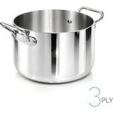AGNELLI Aluinox 3-Ply High Casserole with 2 Polished Stainless Steel Handles 32x20 cm