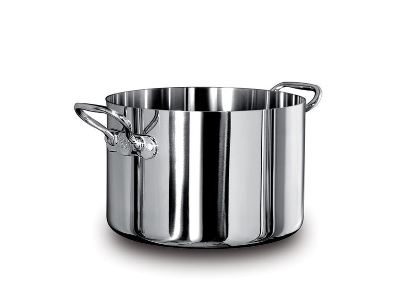 AGNELLI Aluinox 3-Ply High Casserole with 2 Polished Stainless Steel Handles 32x20 cm